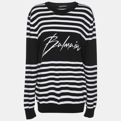 BALMAIN ブラック・シルバー ニットセーター BALMAIN ニットM