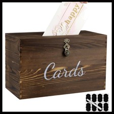 Wood Wedding Card Box Rustic Lockable Reception Envelope Holder