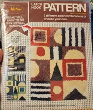 Vintage Malina Abstract Design Hook A Rug Latch Hooking Canvas-20x27 New Sealed