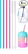 Inch Extra Long Reusable Silicone Straws 4-Pack Flexible Straws for 40