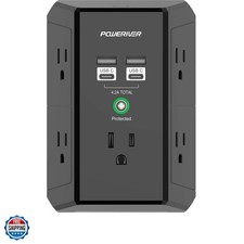 Multi Outlet Extender Surge Protector - Multi Plug Wall Outlet with 5 AC Outl...