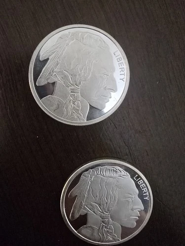 Two (2)  1 oz. Round Buffalo Design .999 Fine Silver