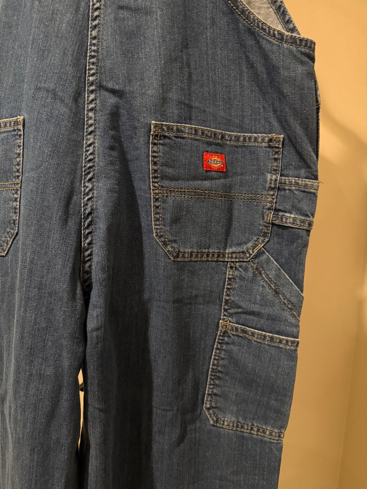 DICKIES Womens Denim Bib Overalls Relaxed Fit Straight Leg NWT - Small