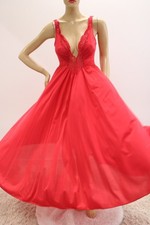 Vintage Vandemere Nightgown XL Red Nylon 192" Grand Sweep VIDEO Olga-esque