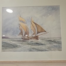 水彩画 風景 帆船37✖️25フレーム無 オリジナル水彩画：帆船の海岸風景画（12 x 16インチ） - Etsy 日本