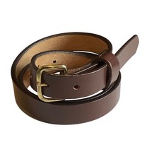 Vtg Genuine Full Grain Leather Belt With Brass Buckle 31-35  Waist USA Made