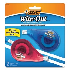 BIC WOTAPP21 0.17" x 472" Correction Tape - Asstd Applicator Colors (2/Pack) New