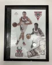 NBA Milwaukee Bucks Mike Dunleavy Larry Sanders Poster w/ Ticket Stubs FRAMED