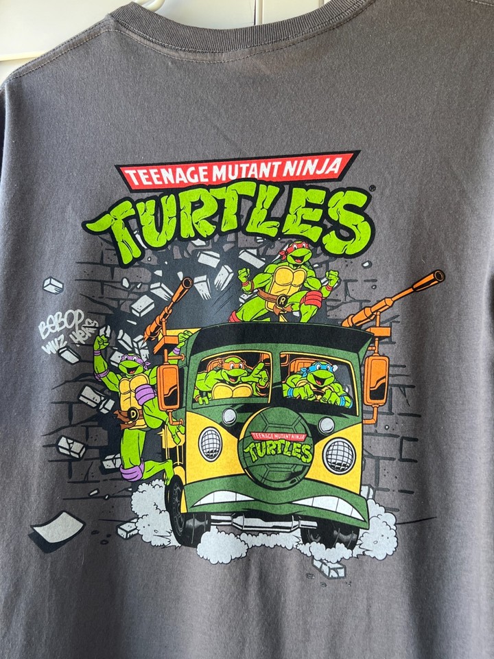 Teenage Mutant Ninja Turtles Puff Print Grey Shirt Size L eBay