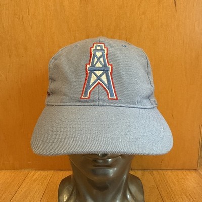 Vintage 90s NFL Houston Oilers American Needle Blockhead Wool Snapback Hat Cap