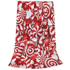 Christmas Swirl Candy Throw Blanket 50x60 Inch Flannel Plush Bed Couch Soft