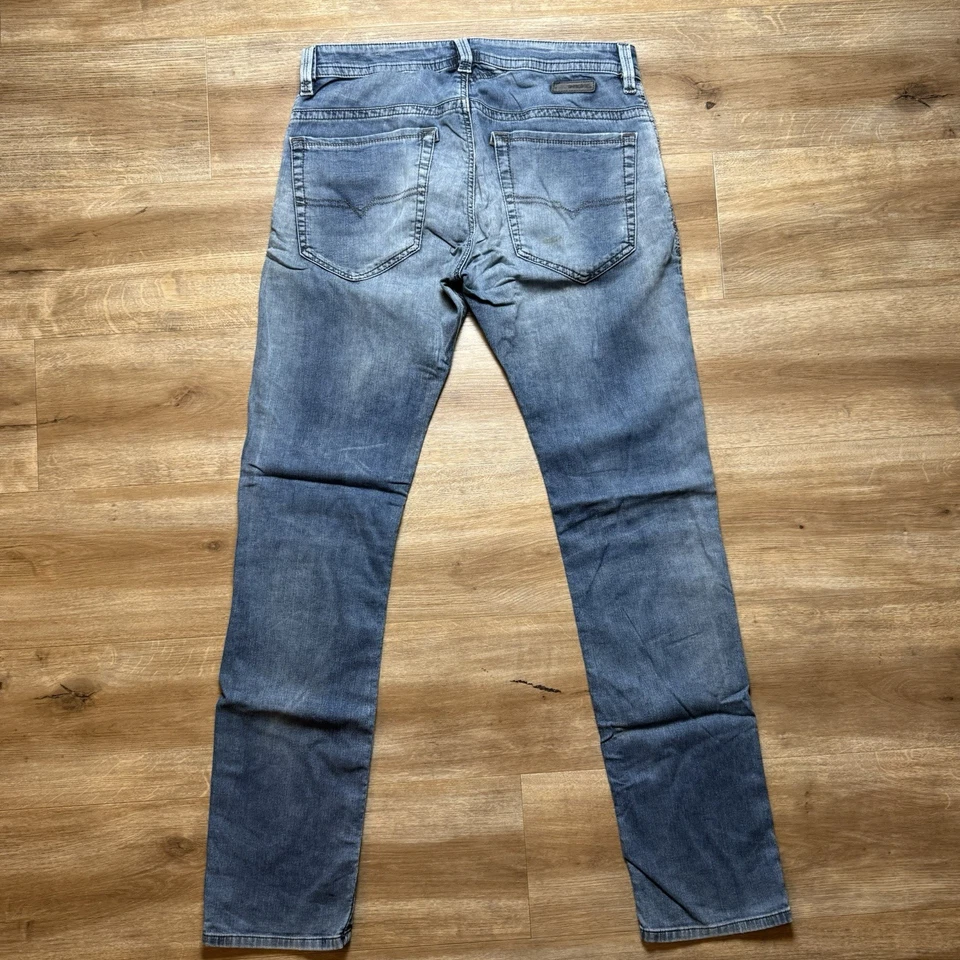 Calça de moletom Diesel denim masculina 30 azul Thavar NE contraste moderno rasgado 0603L - Imagem 3 de 4