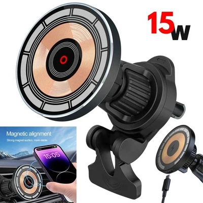 15W MagSafe Magnetic Car Charger Phone Holder Vent Mount For iPhone 17 16 15 Pro - Image 1 of 4