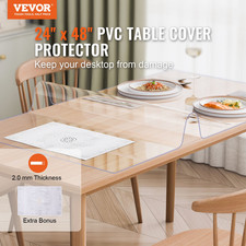 VEVOR Plastic Table Cover, 24 x 48 Inch 2.0 mm Thick Clear Table Protector, Rect