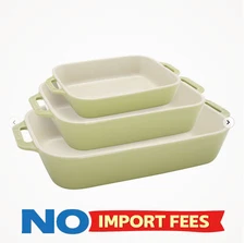 Staub Stoneware 3-pc, Rectangular Baking Dish Set, light green