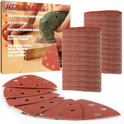 KONGMING 120 Stück Schleifpapier Dreieckschleifer Klett 6 Loch Körnung 40-400 Sc