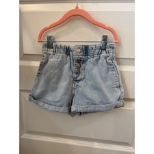 Zara Kids Light Wash Denim Shorts High Waist Button Fly Size 7 122cm