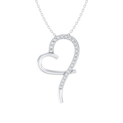 0,13 kt im Labor gezüchteter Diamant Sterlingsilber Herz Halskette 18 Zoll Silberkette