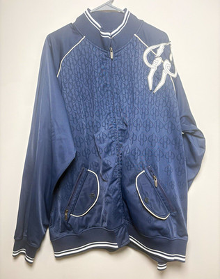 Pelle Pelle Men s Blue Bomber Jacket 2XL Full Zip Pockets Embroidered Logo
