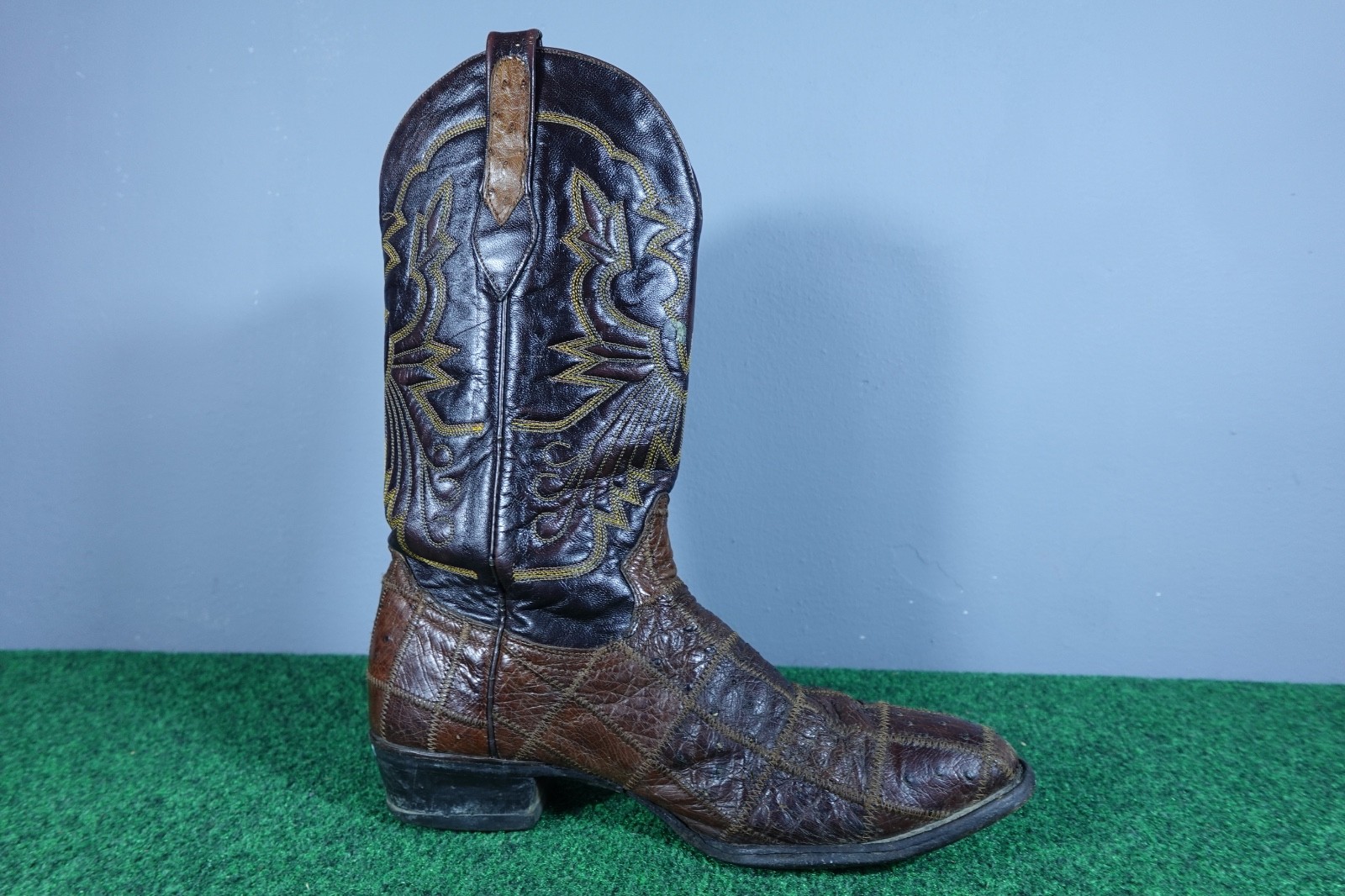 CORRAL Ostrich Patchwork Brown Western Cowboy Boo… - image 4