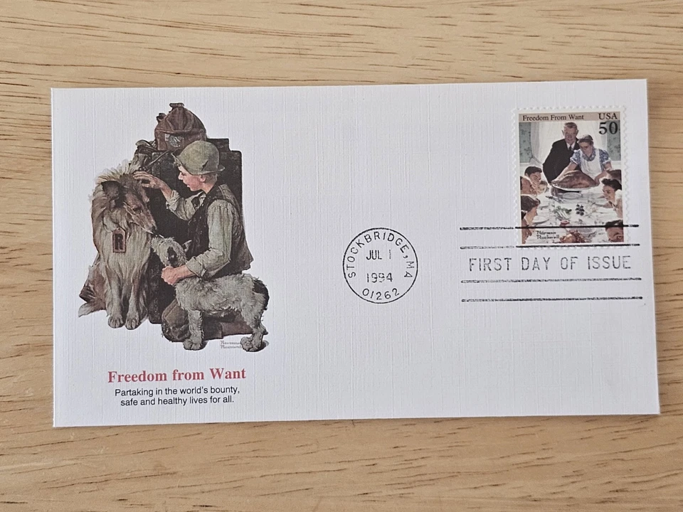 Norman Rockwell Official First Day Cover Collection Set Of 5 Envelopes W/ Stamps - Image 2 of 4