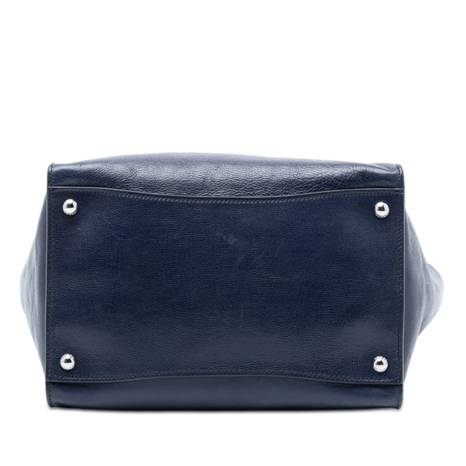 Authenticated Prada Glace Calf Twin Pocket Double Handle Navy Leather Satchel thumbnail 3