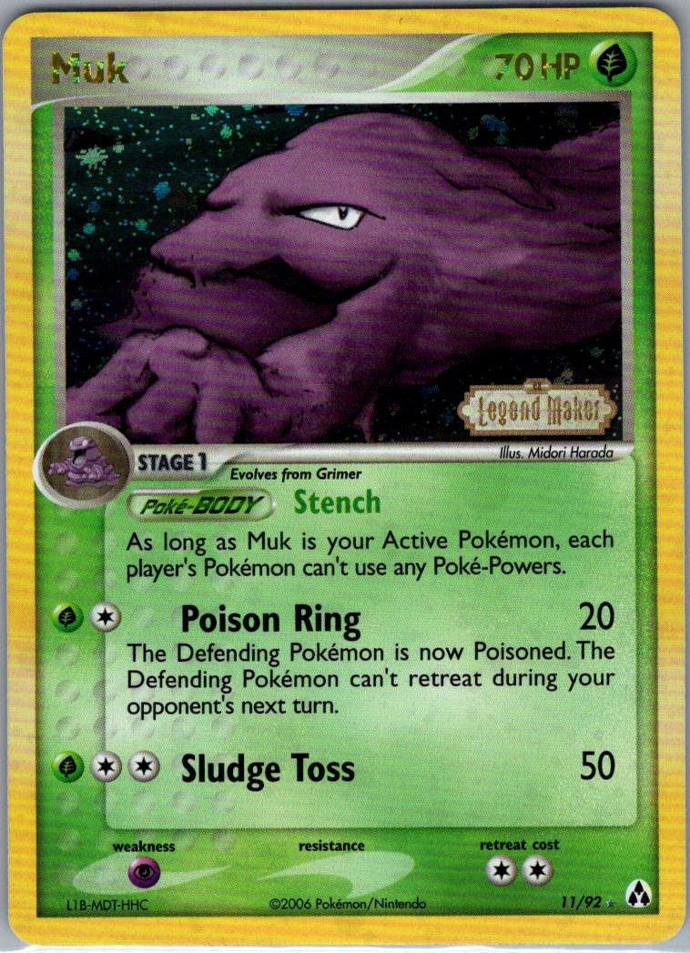 Muk 11/92 Reverse Holo Legend Maker - Pokemon Card - NM