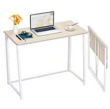Folding Desk 31.5", Small Space-Saving Computer Table for Home Office, Oak