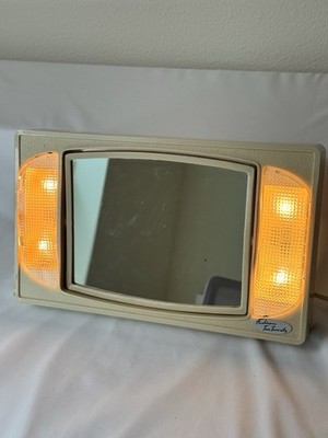 Vintage Travelite Fashion Two Twenty Portable Lighted Makeup Mirror w Case WORKS
