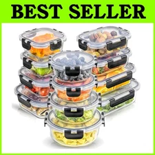Glass Tupperware Set, 12 Airtight Food Storage Containers