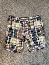 Polo Ralph Lauren Shorts Mens 36 Multicolor Madras Patchwork Cotton In Inseam