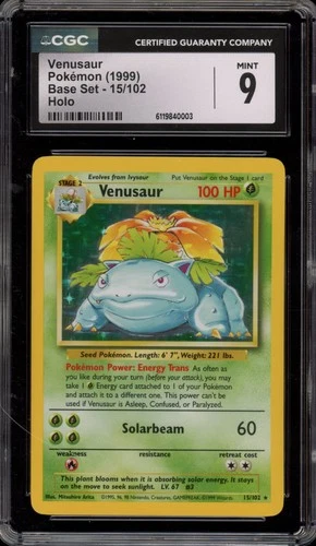 Pokemon Venusaur Base Set Unlimited Holo Rare #15 CGC 9 Mint