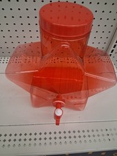 Red Plastic Water Dispenser Container w/ Lever Spigot Valve, 1 Tap
