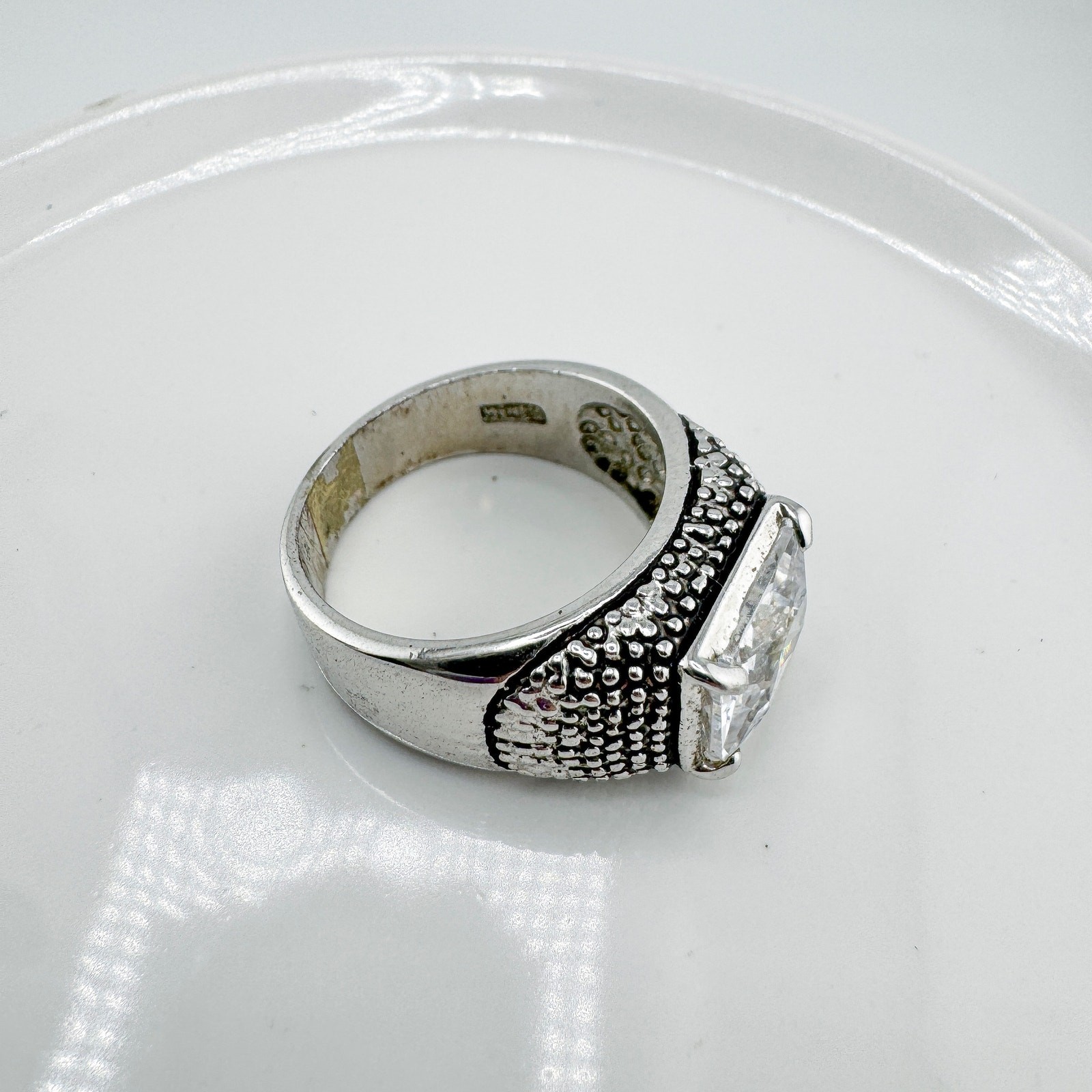 Vintage Textured Rectangle Statement Ring Chunky … - image 8