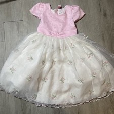 Girls Size 6 Floral Tulle Embroidered Dress Made In USA Layered Party Easter