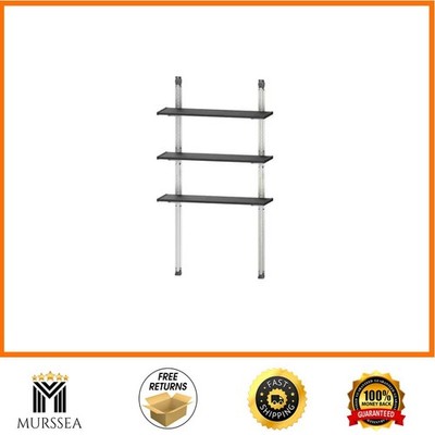 Keter 12x40 in Adjustable Shelf Kit Rack Outdoor Storage Shed Wall Shelving Blac