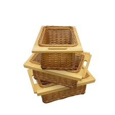 Image of 3 x Pull out Wicker Basket Drawer 400mm Kitchen Storage Solution