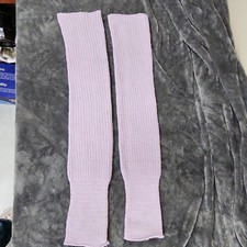 Women  s Pink Solid Ribbed Knit Footless Leg Warmers Knee High One Size 1 Pair