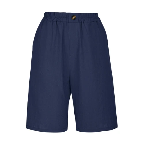 Womens Solid Color Pants Pocket Button Up Capris Loose Elastic Waist Shorts - Bild 54 von 63