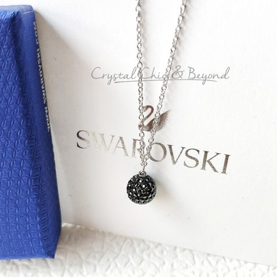 NIB AUTHENTIC SWAROVSKI Pop Bubble Necklace Pendant Black Sphere 1192950