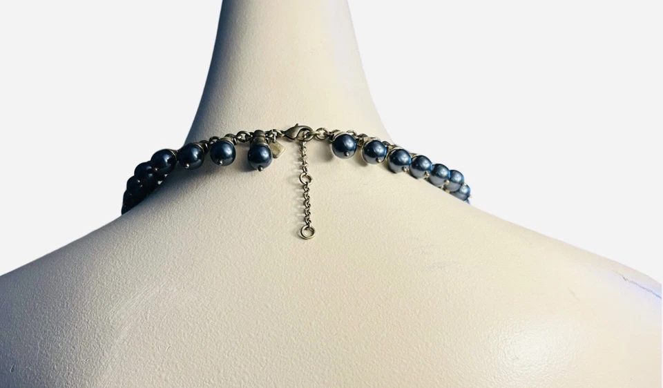 Collar grueso vintage Banana Republic estrás negro imitación perlas Foto 3 de 4