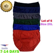 6x Men's Underwear Cotton Briefs Size 2XL Bikini Underpants Classics Hips 40"-45