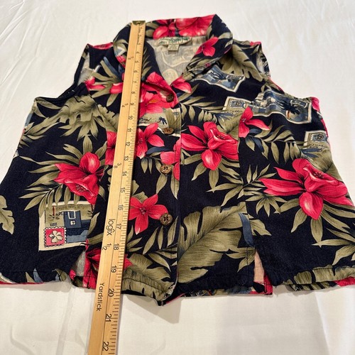 Vintage Havana Jack’s Café Sleeveless Front Button Hawaiian Floral Print Vest - Picture 10 of 10