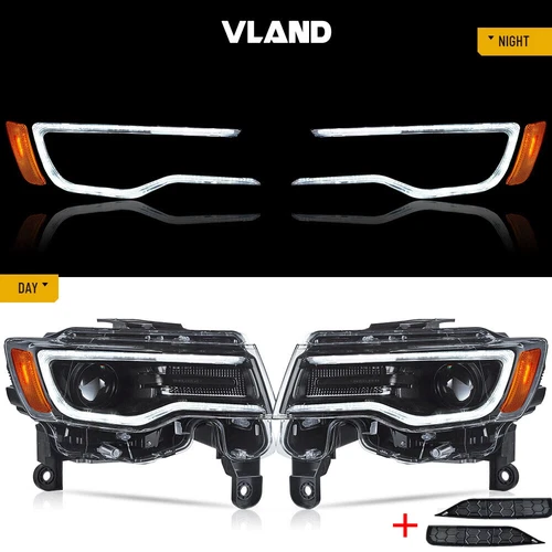 2*VLAND Full LED Projector Headlights For 2014-2022 Jeep Grand Cherokee Start-Up - Bild 2 von 11