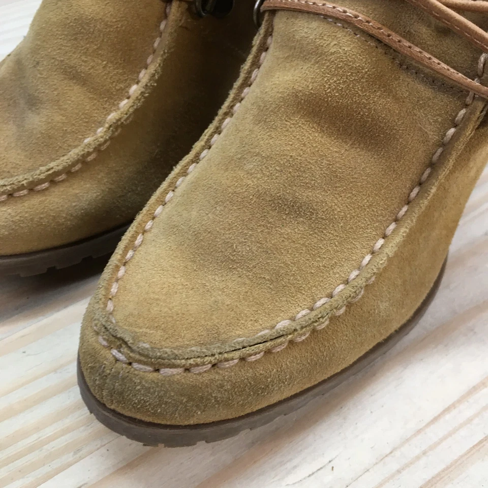 Botas talladas con volantes para mujer 7 M botín al tobillo sauce marrón gamuza piel de oveja tacones cubanos Foto 4 de 4