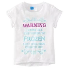 GIRLS DISNEY FROZEN WARNING T SHIRT SIZE  7, 8, 10, 12, 14 BNWT