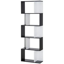 HOMCOM 5-tier Bookcase Storage Display Shelving S Shape design Unit - Black
