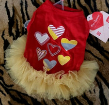 Pet Dress Dog or Cat Red Yellow Hearts Valentines  xs ea. SUMMER SALE 