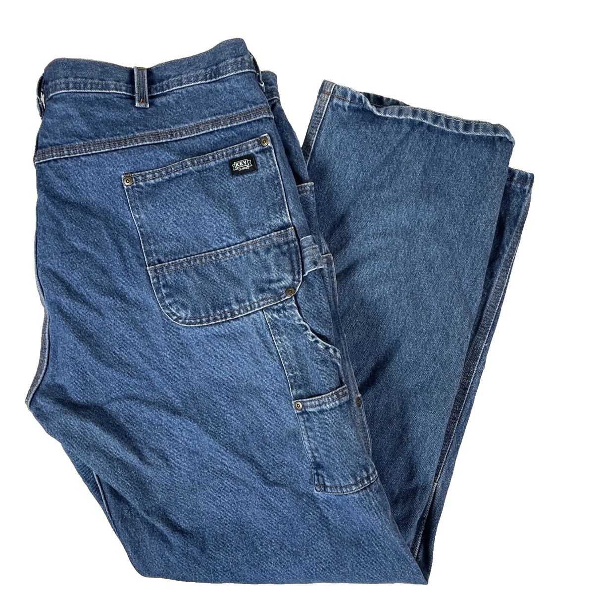 Key Jeans Men's 44x33.5 Double Knee Logger Carpenter Pants Denim