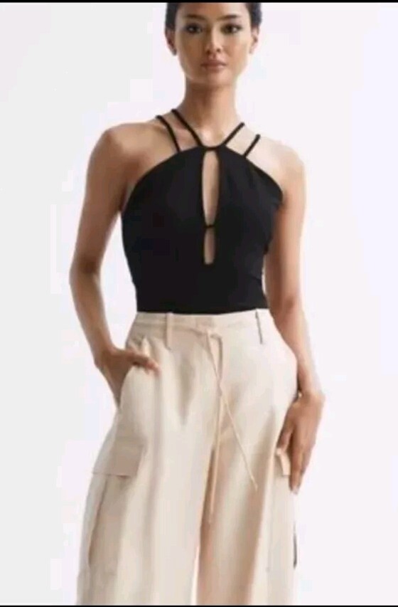 BNWT Women’s REISS “ RAQUEL “ Black Strappy Cross Front Top UK 12 RRP £